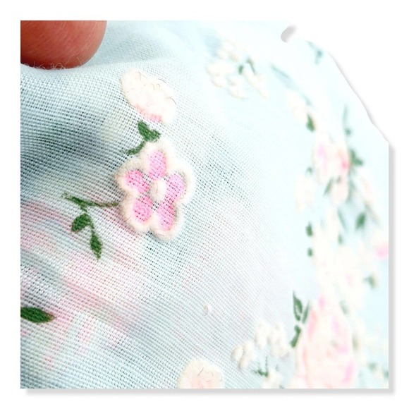 Vintage 50s Housewife Kitchen Apron Pastel Floral Flocked Dainty Retro MCM 60s - Picture 6 of 16